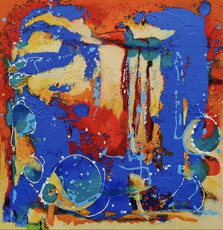 Blue Ocean 1 geschilderd door Jolanda van  Hattum