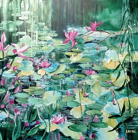 Waterlelies (geinspireerd door Monet) geschilderd door Loes Loe-sei Beks