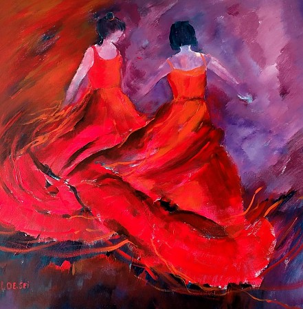 Rode dans geschilderd door Loes Loe-sei Beks