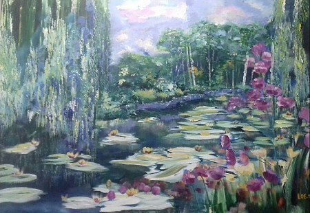 Tuinen van Giverny (2) geschilderd door Loes Loe-sei Beks