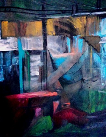 Abstract selfie geschilderd door Angelika Poels